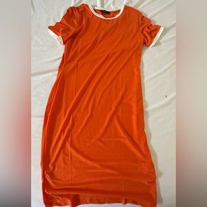 SHEIN orange and white dress